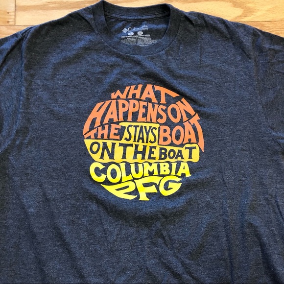 Columbia dark gray t-shirt “What Happens on the Boat”, size large - Picture 2 of 7